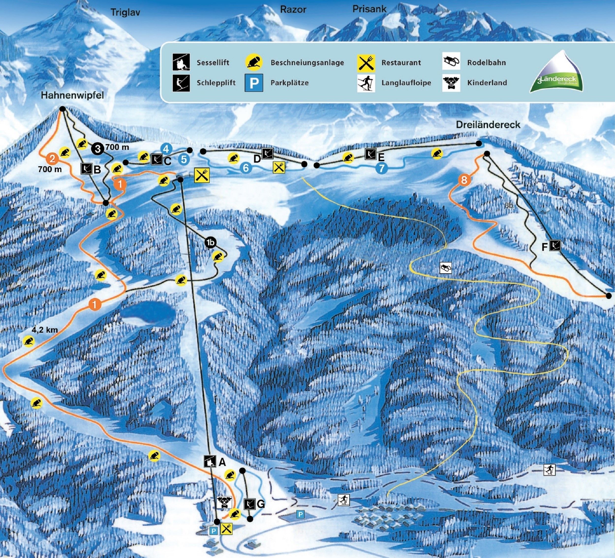 Pistenplan / Karte Skigebiet Arnoldstein, 