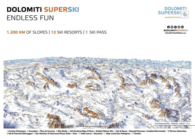 Piantina delle piste Dolomiti Superski