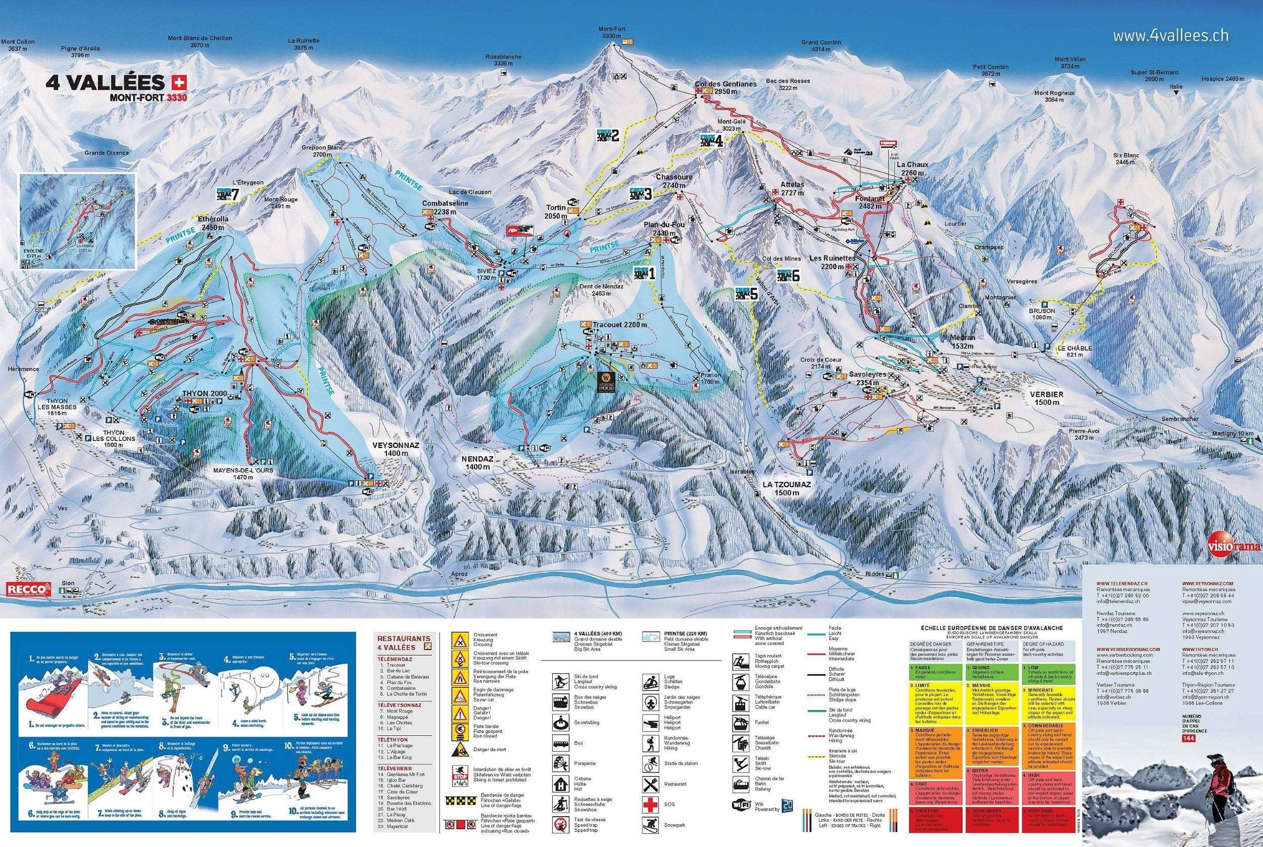 Pistenplan / Karte Skigebiet Thyon, Schweiz