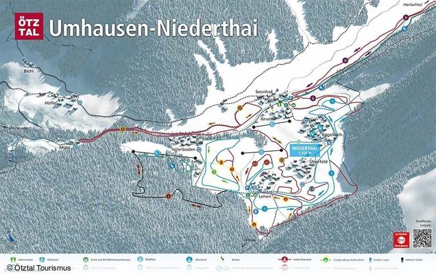 Plan des pistes de ski de fond Umhausen