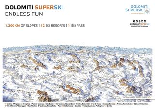 Mapa sjezdovek Dolomiti Superski