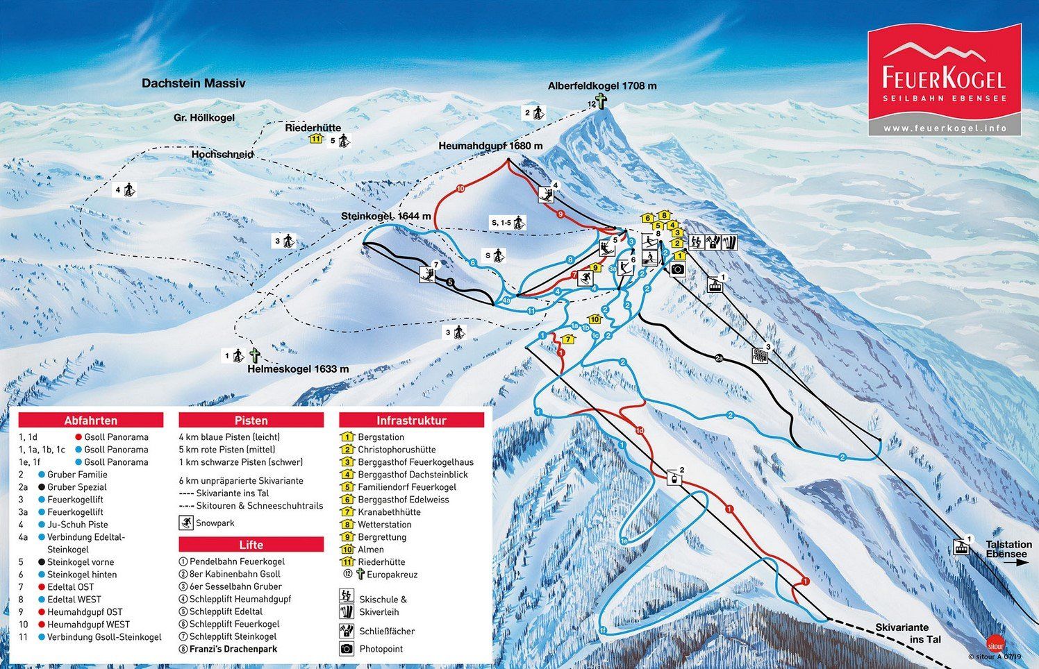 Pistekaart Skigebied Altmünster am Traunsee, Oostenrijk