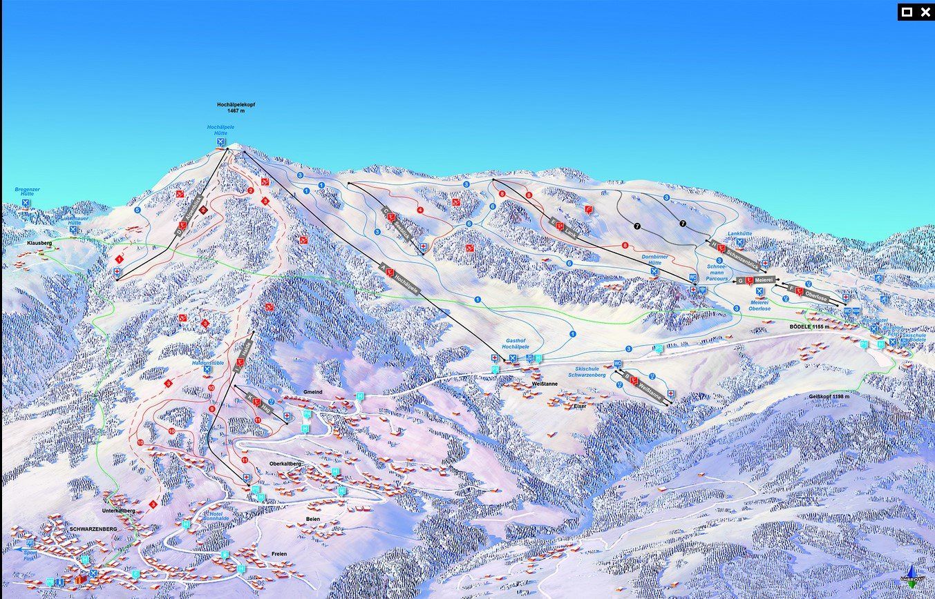 Pistenplan / Karte Skigebiet Bregenz, 