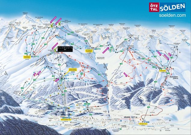 Mapa sjezdovek Sölden