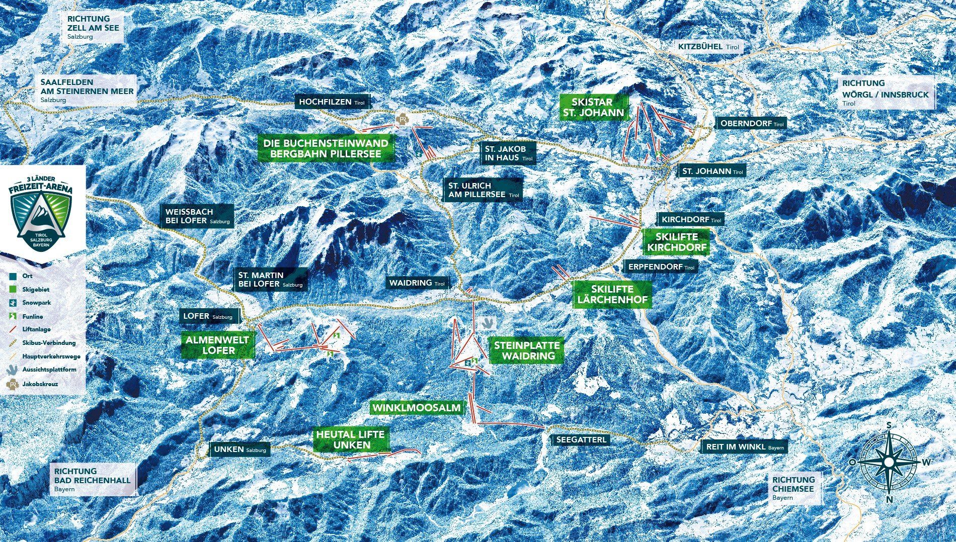 Pistenplan / Karte Skigebiet Kirchdorf in Tirol, Österreich
