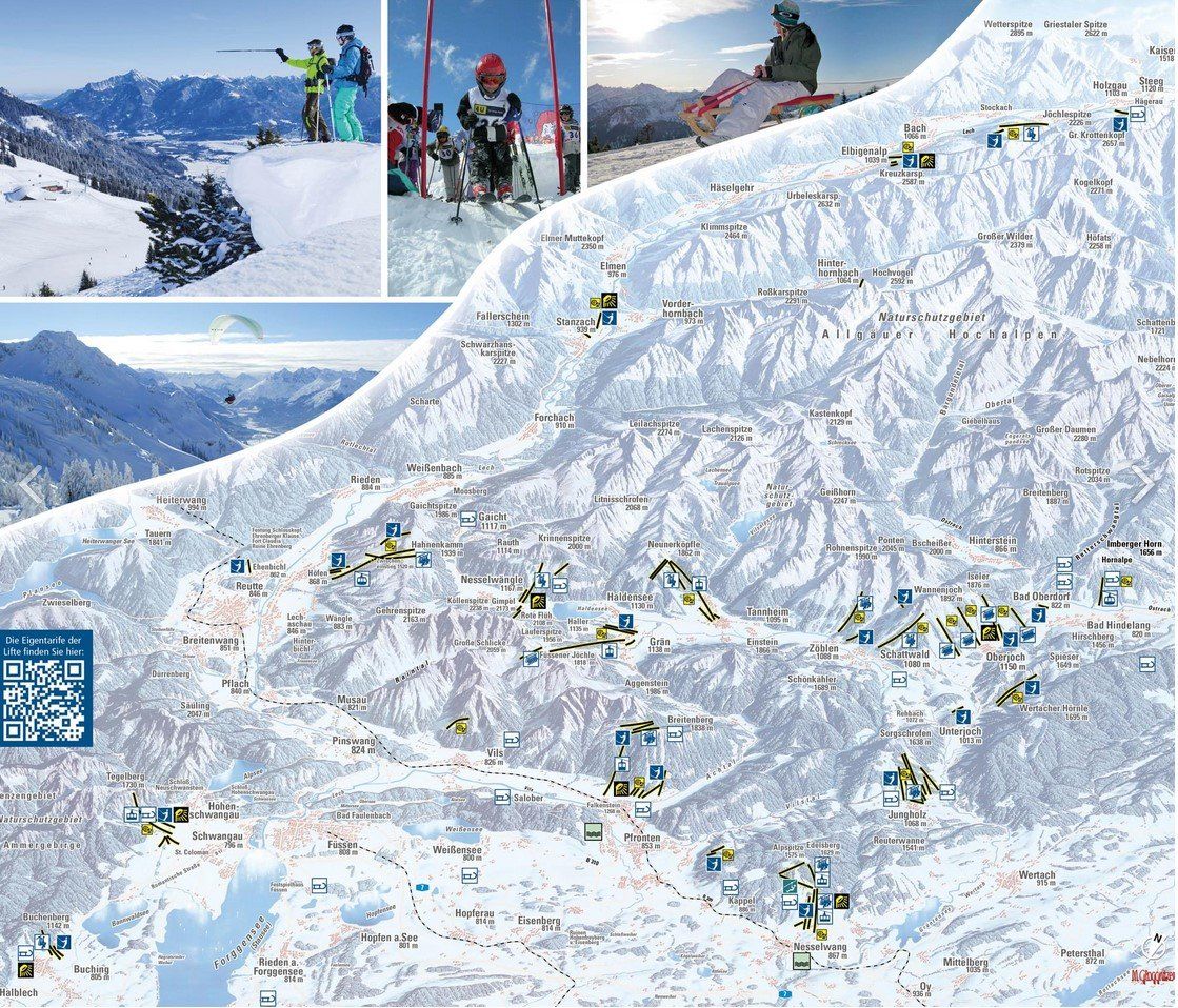 Pistenplan / Karte Skigebiet Reutte, 