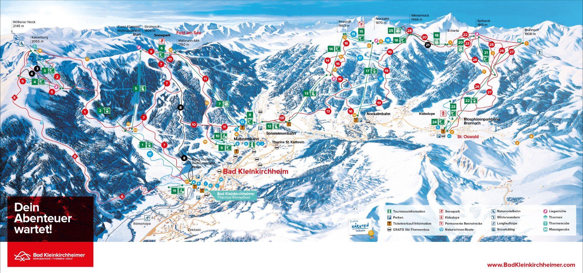 Pistenplan / Karte Skigebiet Bad Kleinkirchheim, Österreich