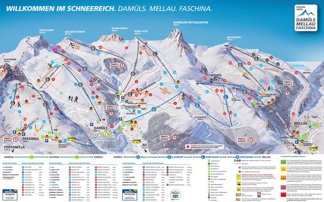 Plan des pistes Damüls-Mellau