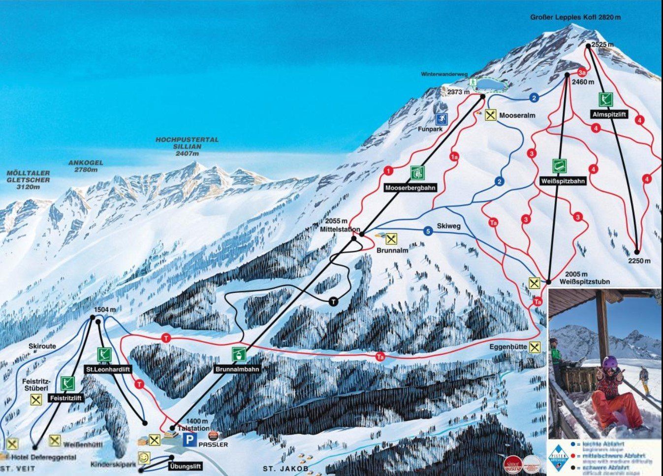 Pistenplan / Karte Skigebiet St. Jakob im Defereggental, Österreich