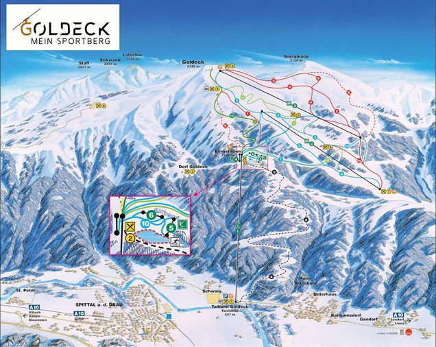 Pistenplan / Karte Skigebiet Spittal an der Drau, Österreich