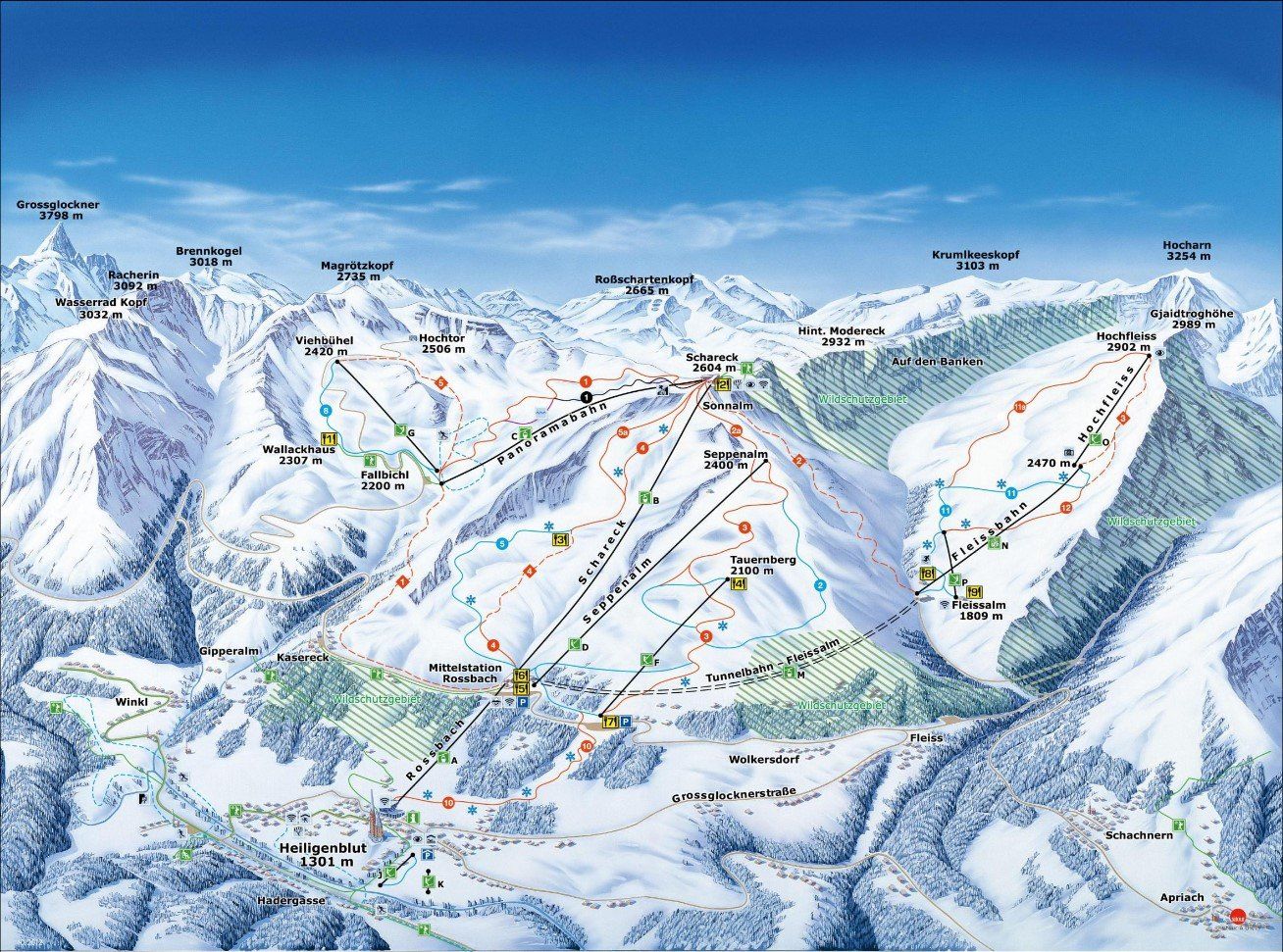 Pistekaart Skigebied Döllach, Oostenrijk