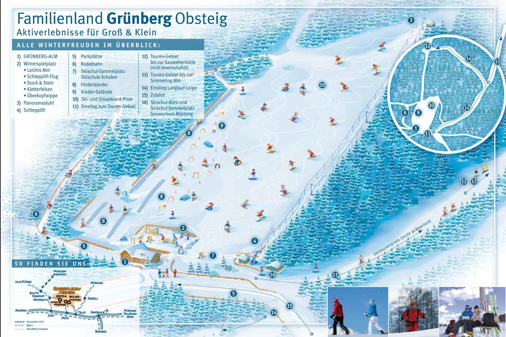 Pistenplan / Karte Skigebiet Obsteig, Österreich