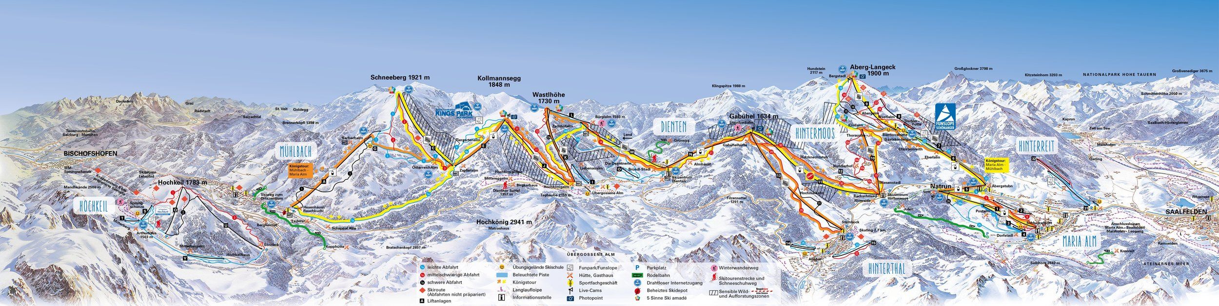 Pistenplan / Karte Skigebiet Maria Alm, Österreich
