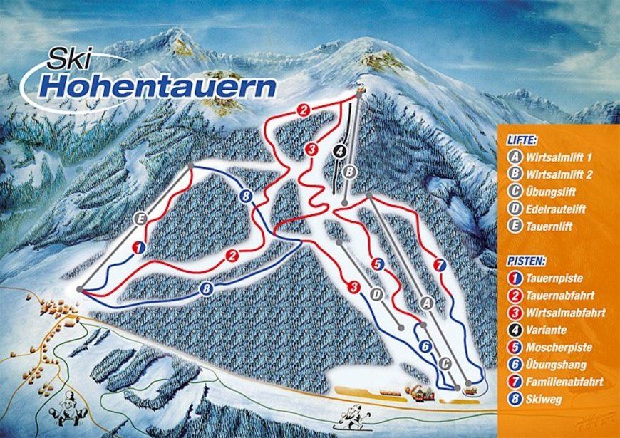 Pistenplan / Karte Skigebiet Hohentauern, Österreich