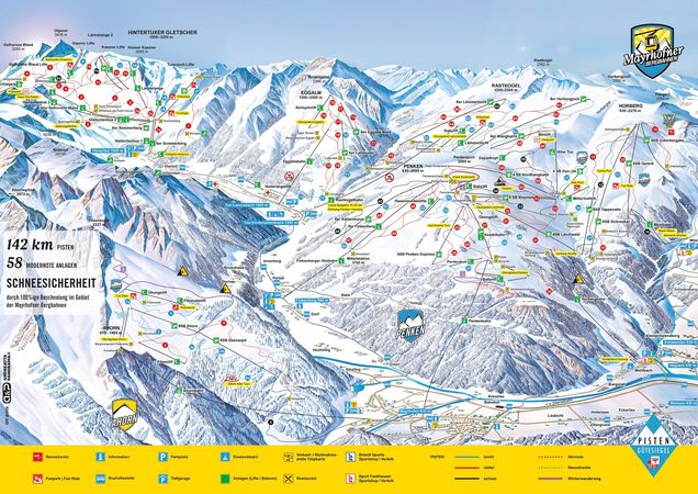 Piantina delle piste Mayrhofen & Hippach