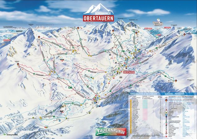 Pistekaart Skigebied Obertauern, Oostenrijk