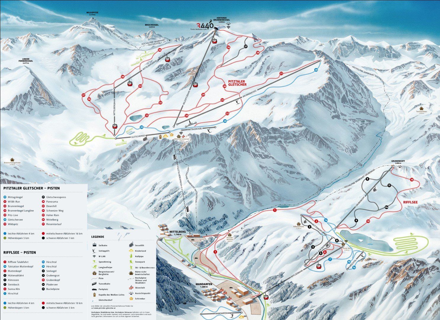 Pistekaart Skigebied St. Leonhard, Oostenrijk