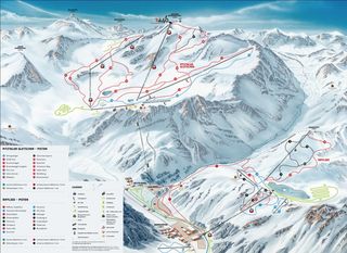 Mapa sjezdovek Ledovec Pitztal & Riffelsee