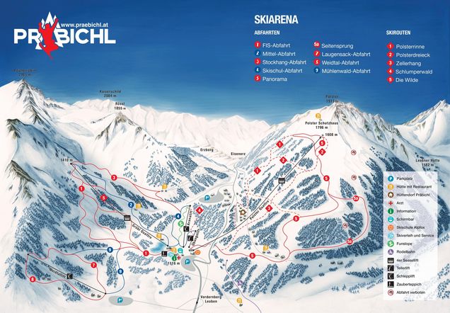 Pistenplan / Karte Skigebiet Eisenerz, Österreich