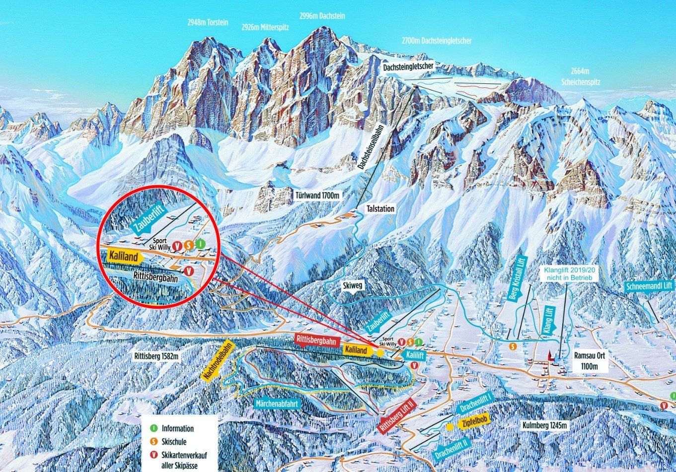 Pistenplan / Karte Skigebiet Ramsau a. Dachstein, Österreich