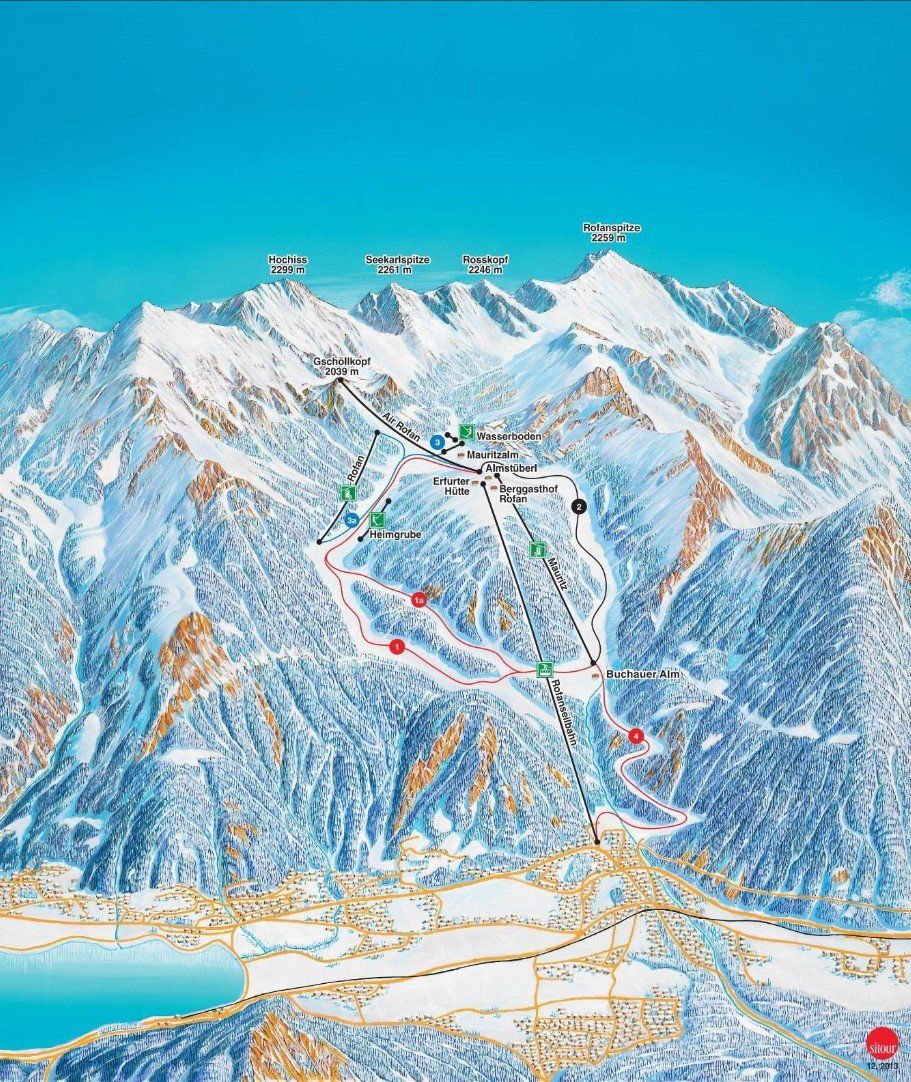 Pistenplan / Karte Skigebiet Maurach, Österreich