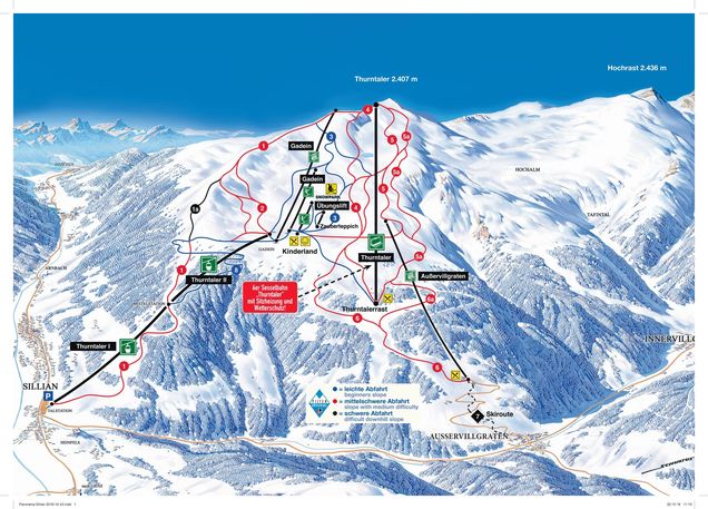 Pistenplan / Karte Skigebiet Sillian, Österreich