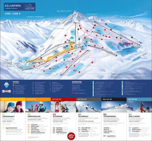 Pistenplan / Karte Skigebiet Galtür, Österreich