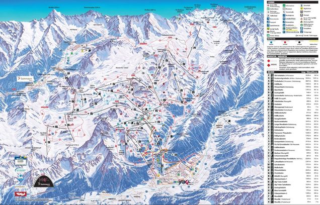 Pistenplan / Karte Skigebiet Ischgl, Österreich