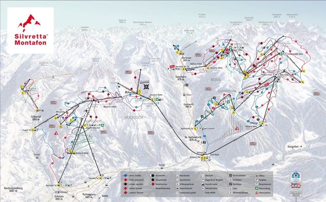 Piste map Ski area Silvretta Montafon