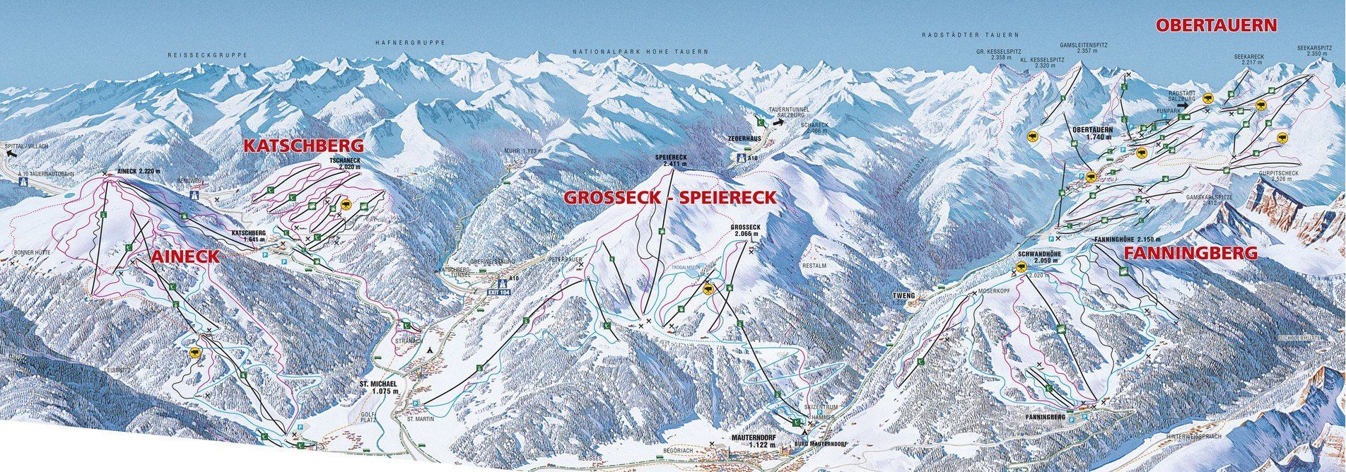 Pistenplan / Karte Skigebiet Katschberg, Österreich