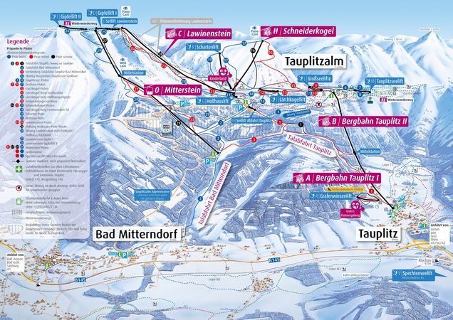 Pistenplan / Karte Skigebiet Bad Mitterndorf, 