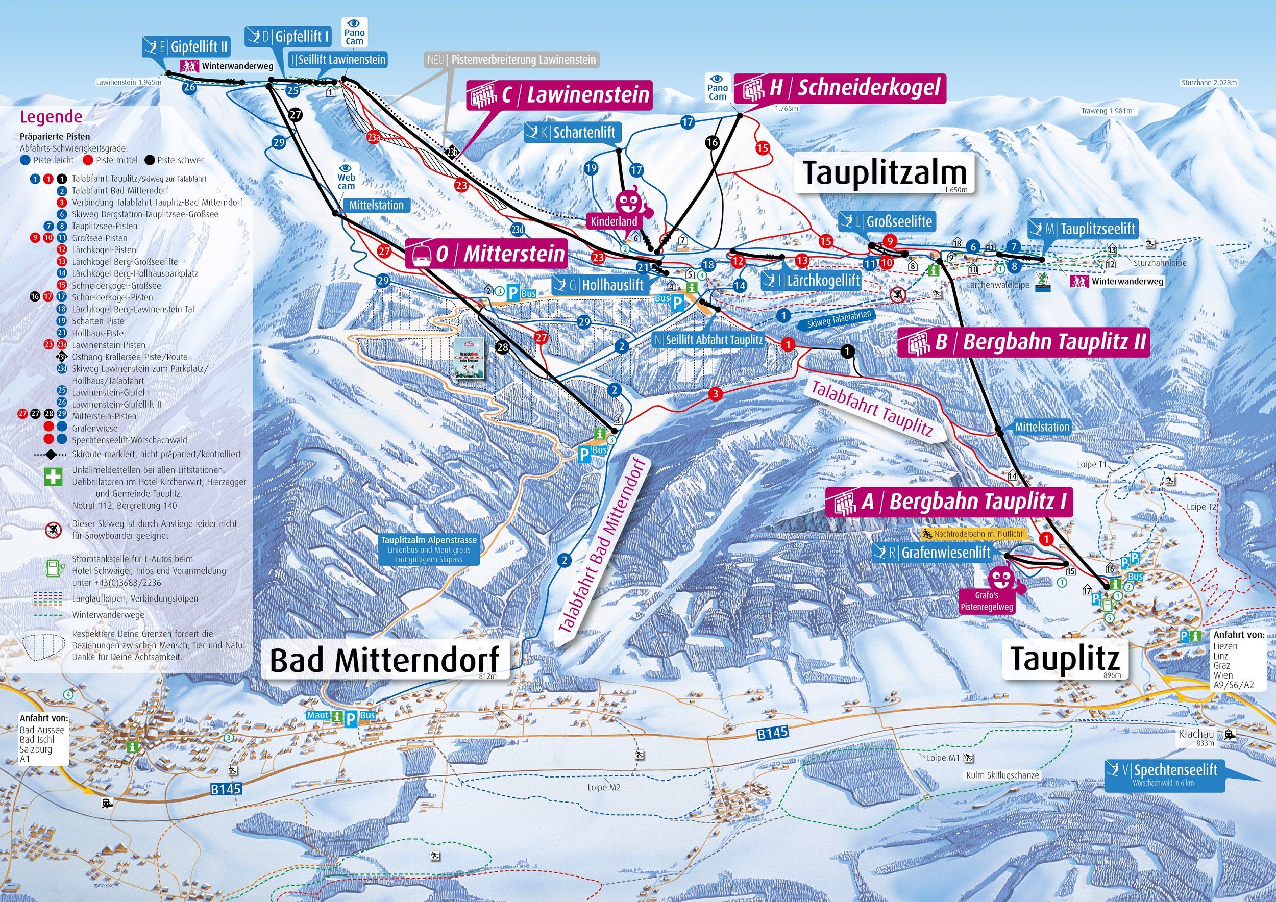 Pistenplan / Karte Skigebiet Tauplitz, 