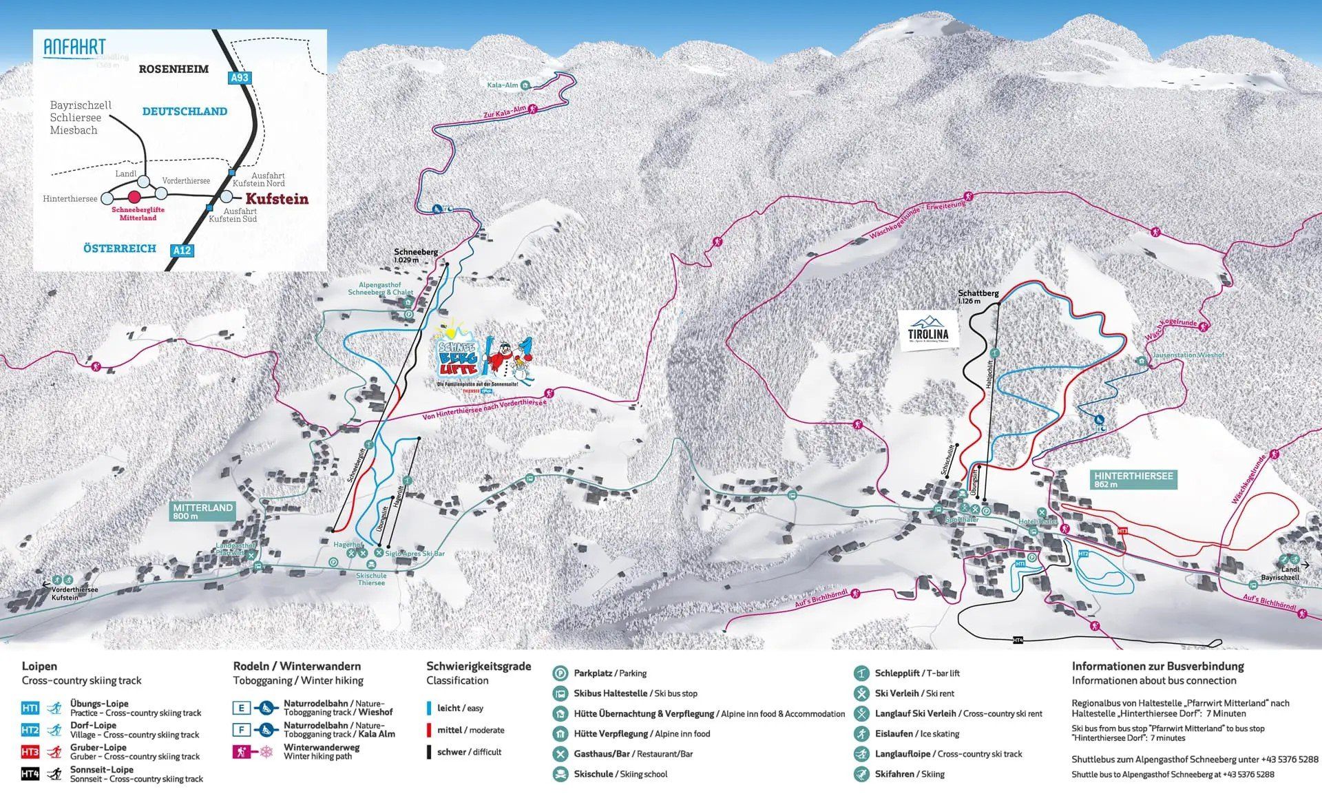 Pistenplan / Karte Skigebiet Thiersee, Österreich