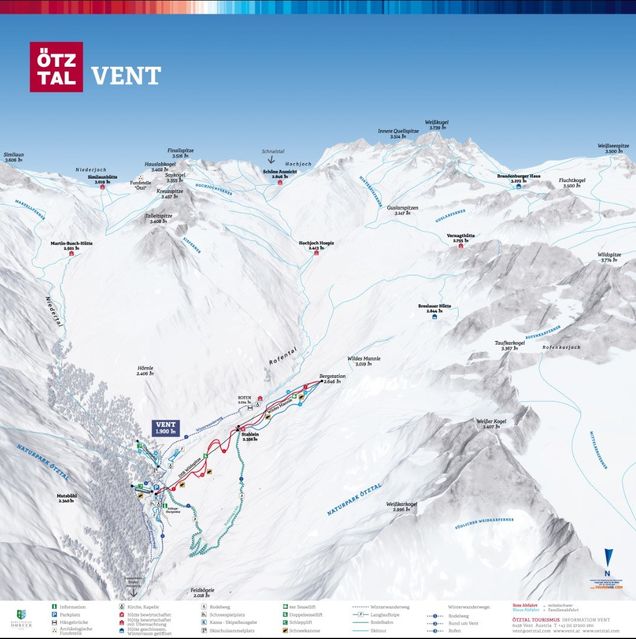 Pistenplan / Karte Skigebiet Vent (Ötztal), Österreich