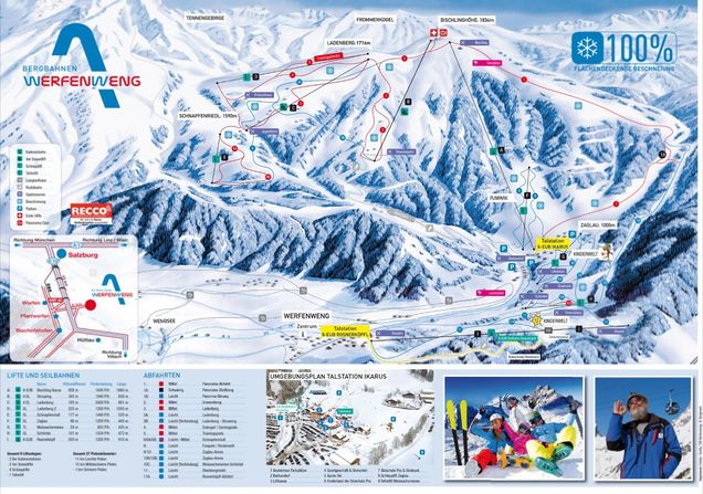 Pistenplan / Karte Skigebiet Werfenweng, Österreich