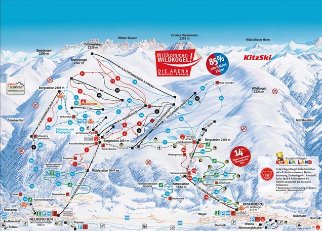 Pistenplan / Karte Skigebiet Wald im Pinzgau, Österreich