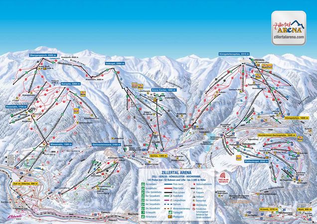 Pistenplan / Karte Skigebiet Zell am Ziller (Zillertal), Österreich