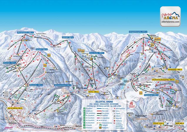 Plano de las pistas Zillertal Arena