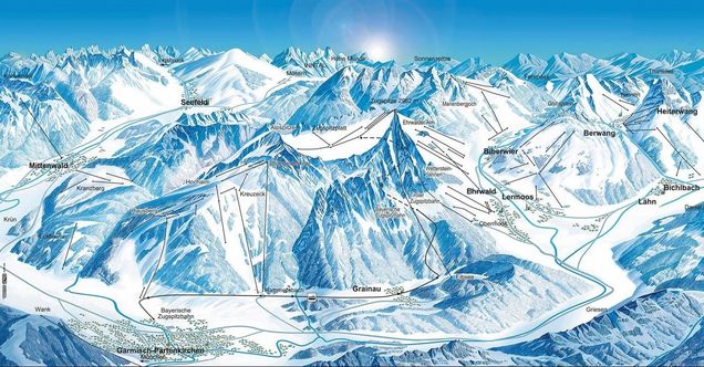 Plan des pistes Tiroler Zugspitz Arena & Garmisch