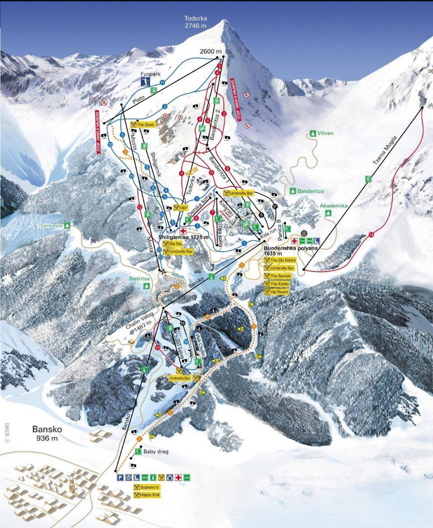 Pistenplan / Karte Skigebiet Bansko, 