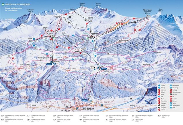 Piantina delle piste Meiringen-Hasliberg