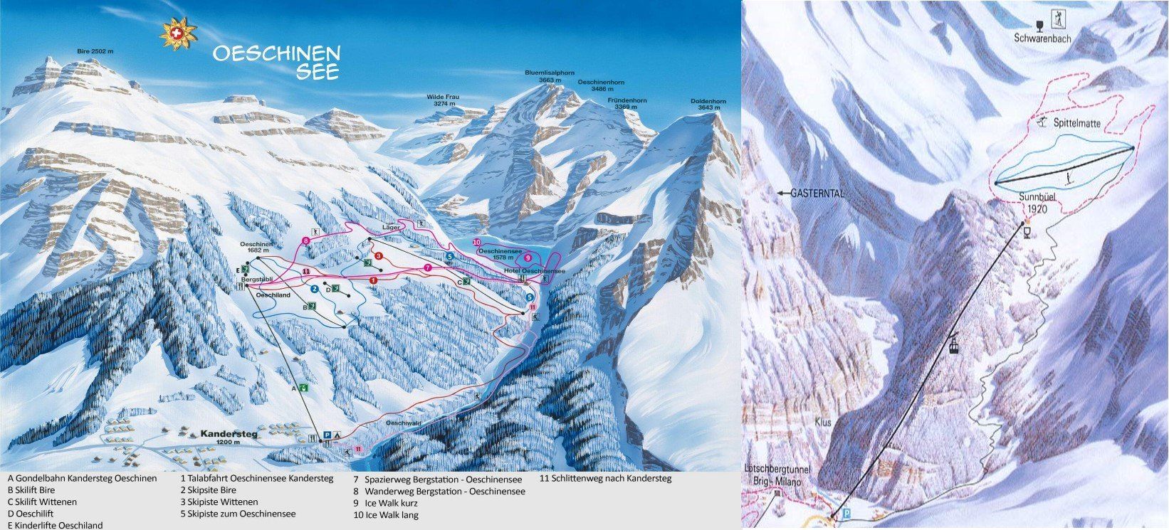 Pistenplan / Karte Skigebiet Kandersteg, Schweiz