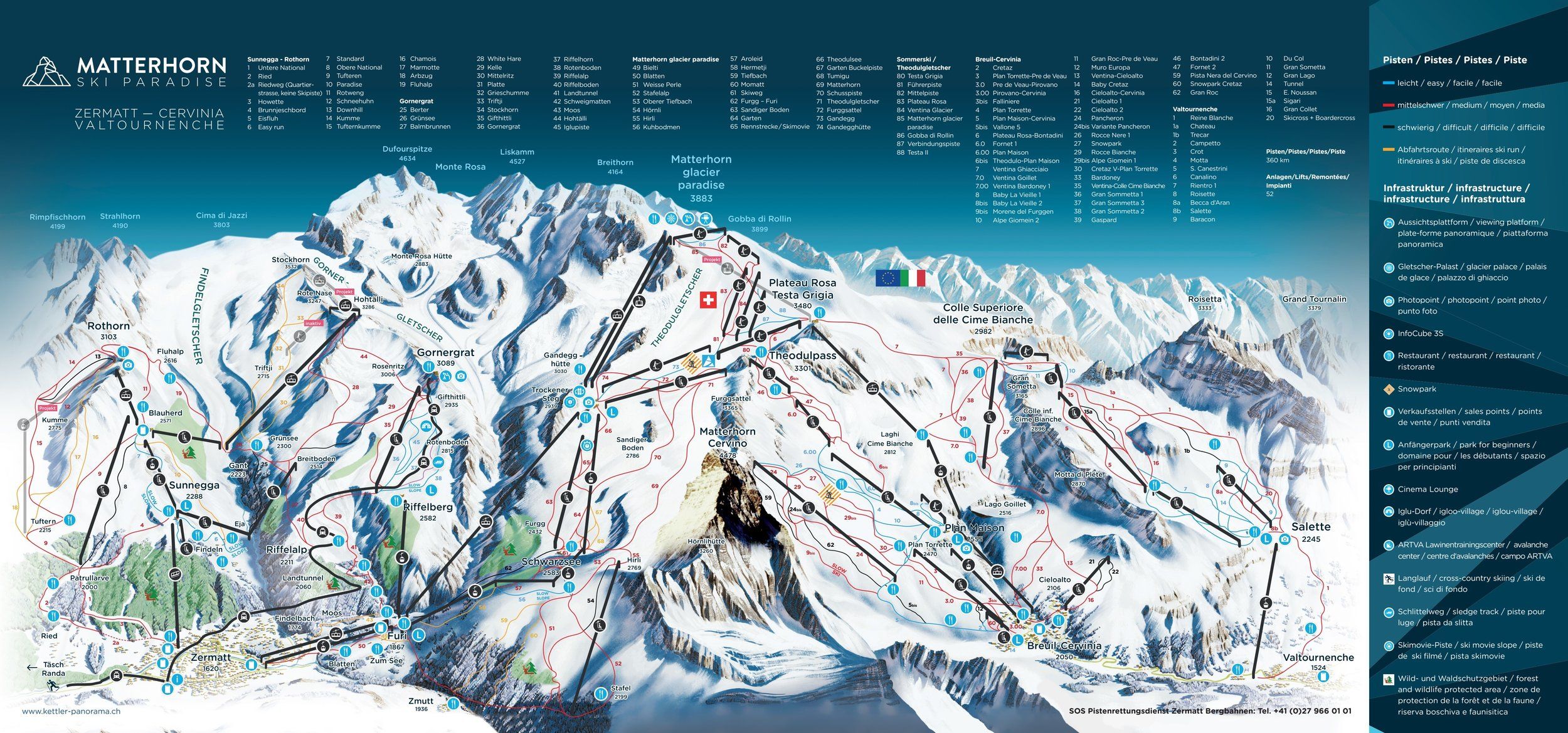 Pistenplan / Karte Skigebiet Täsch (Zermatt), 