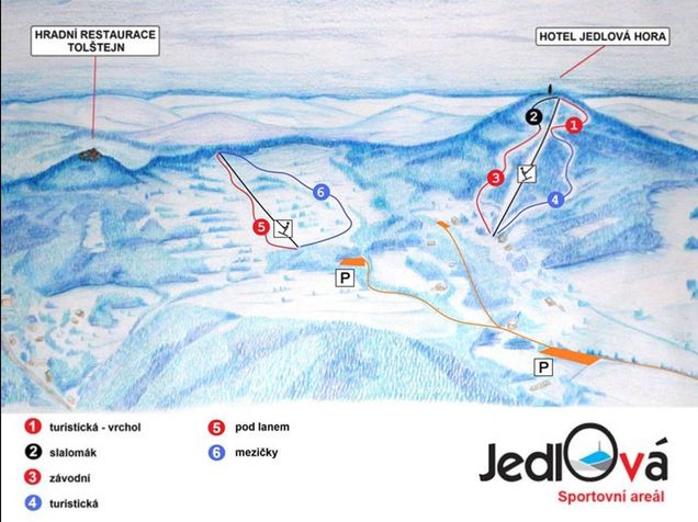 Pistenplan / Karte Skigebiet Rumburg, Tschechien