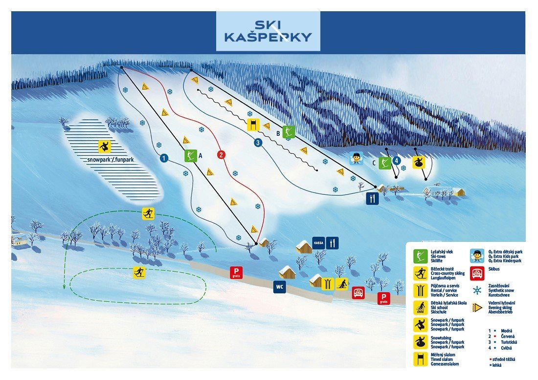 Pistenplan / Karte Skigebiet Kašperské Hory, 
