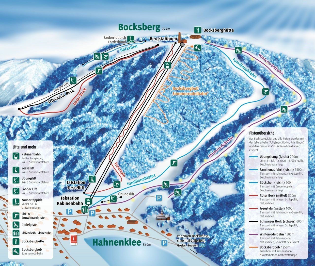 Pistekaart Skigebied Goslar-Hahnenklee, Duitsland