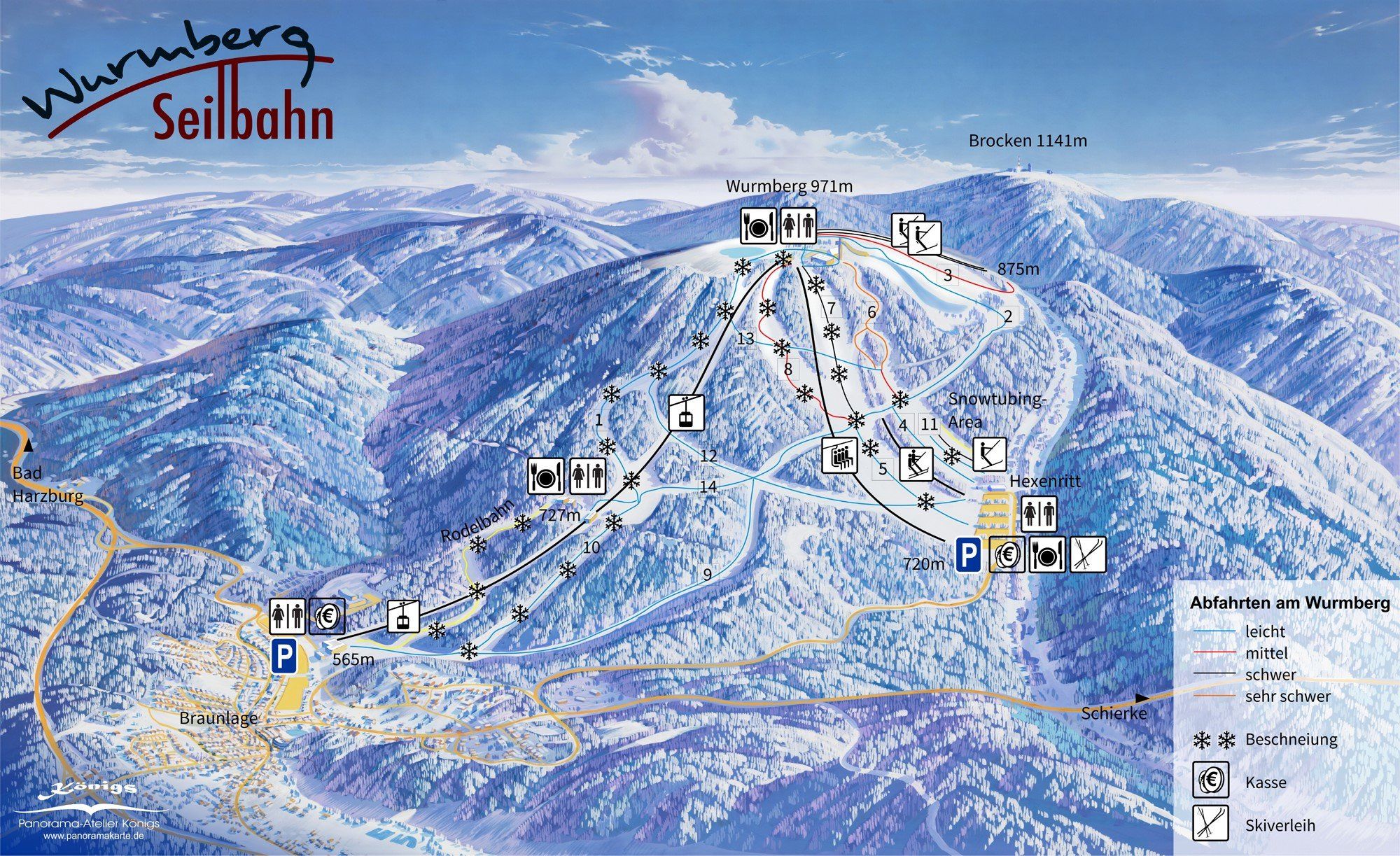 Pistenplan / Karte Skigebiet Schierke, Deutschland