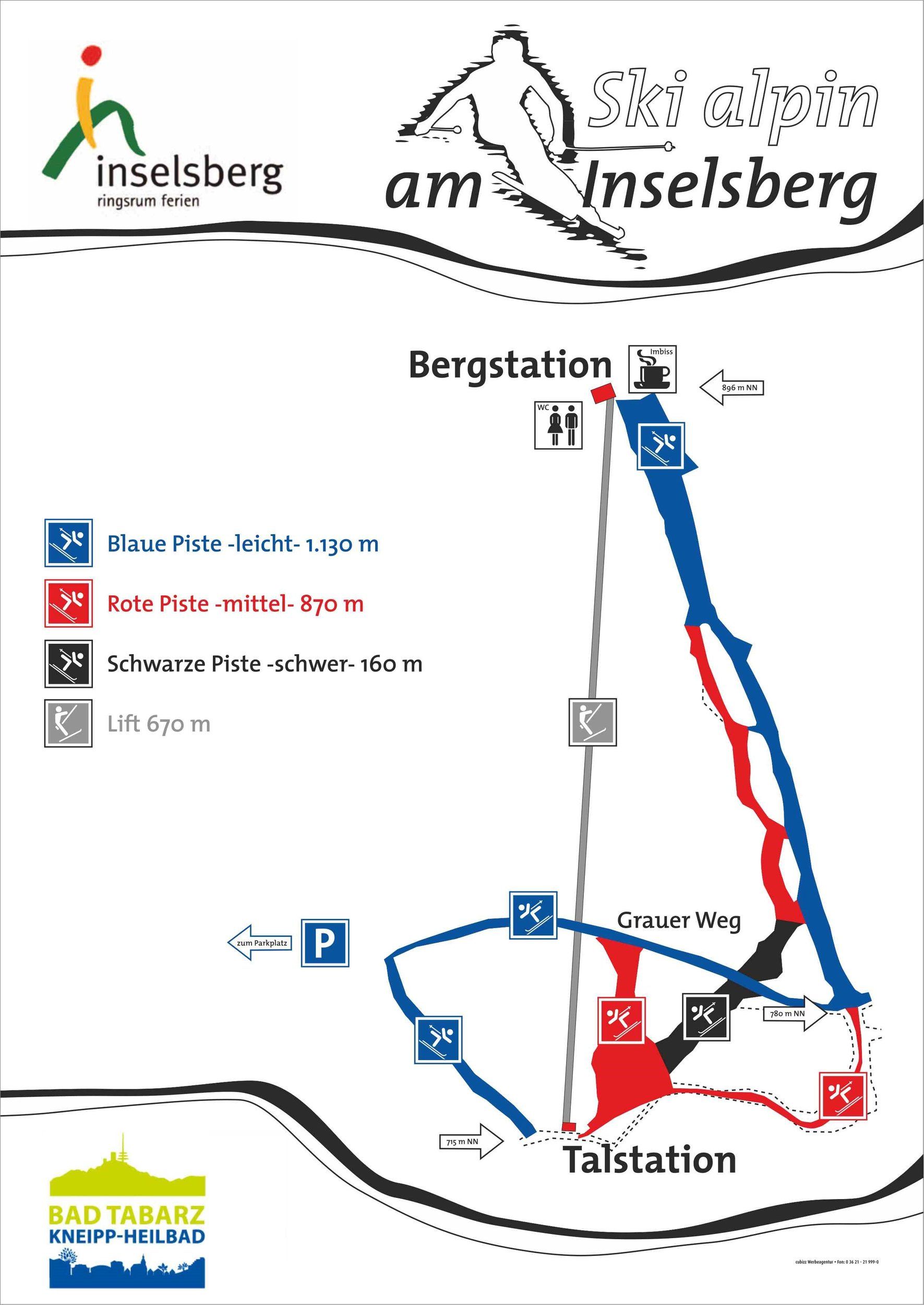 Pistenplan / Karte Skigebiet Friedrichroda, Deutschland
