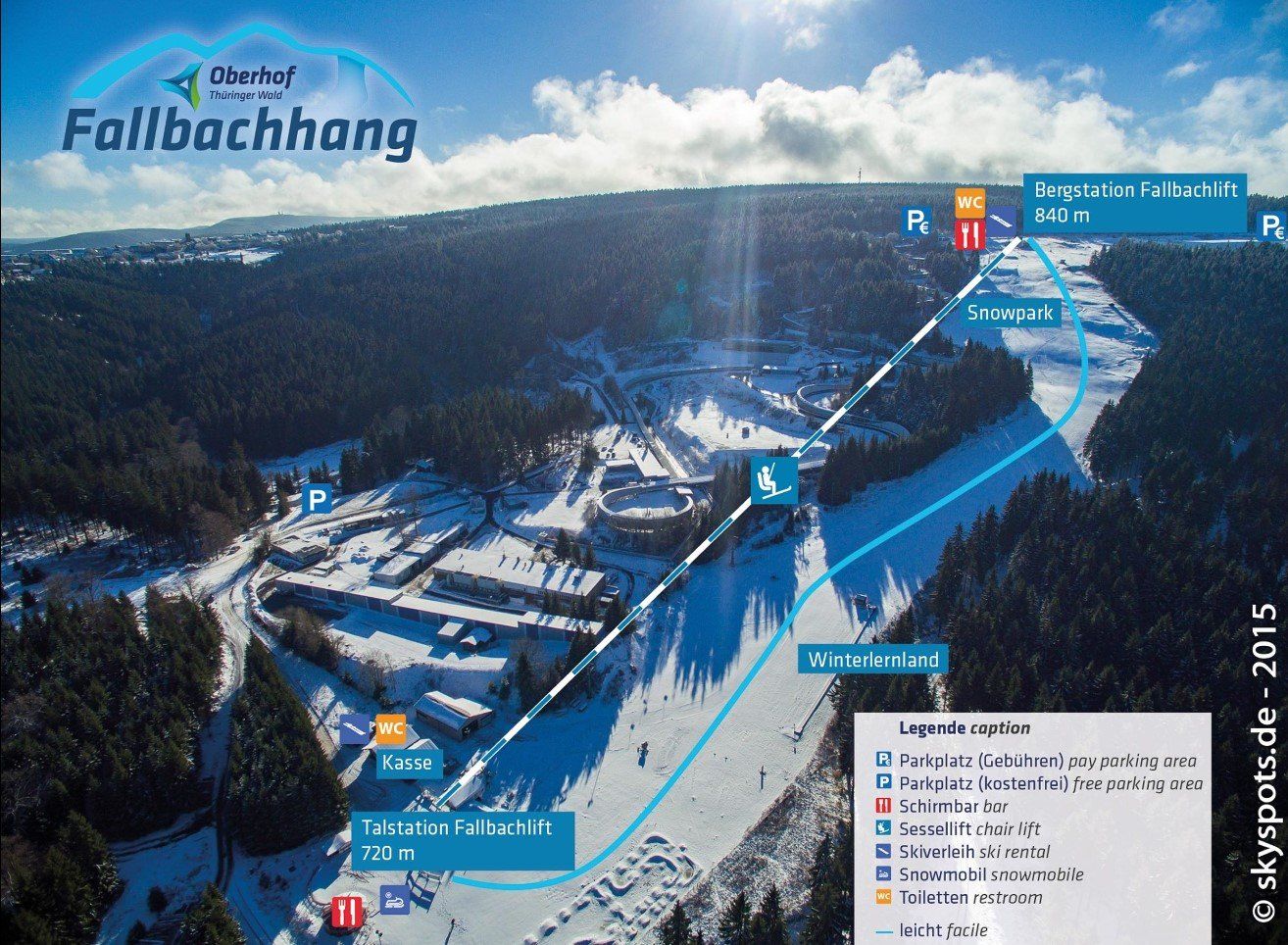 Pistenplan / Karte Skigebiet Suhl, Deutschland