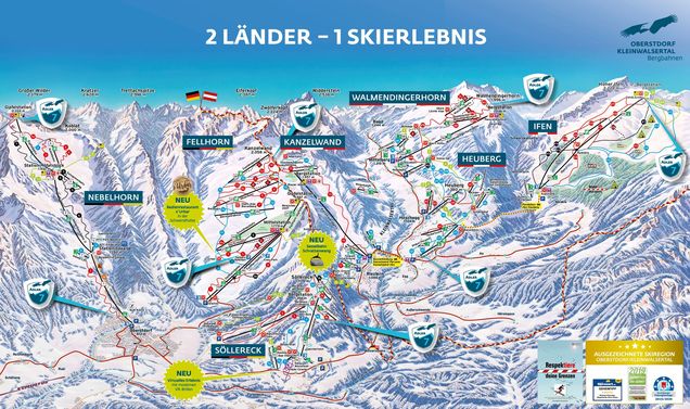 Pistenplan / Karte Skigebiet Mittelberg, Deutschland